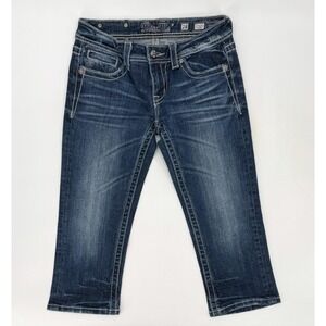 Miss Me Jeans Womens 28‎ cropped Distressed Wing Embroidered Pockets Rhinestone